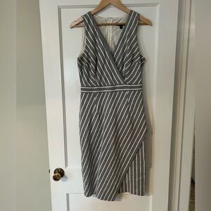 Banana Republic Gray/chambray Asymmetrical Striped Dress